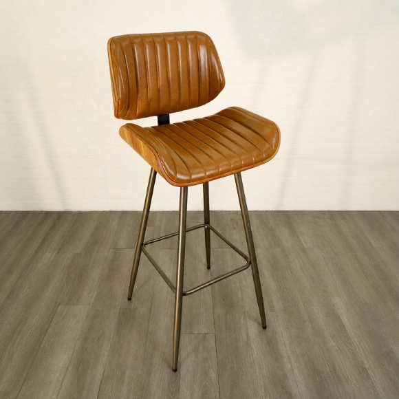 Ghế quầy bar chân sắt cố định chỗ ngồi gỗ plywood bọc da: SG - 4137 - $hienthicat